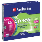 VERBATIM CD-RW Slim /5pack/-Colour