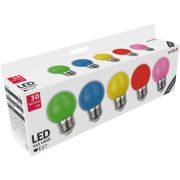 Avide dekoračná LED G45 1W E27 (zelená/modrá/žltá/červená/ružová)